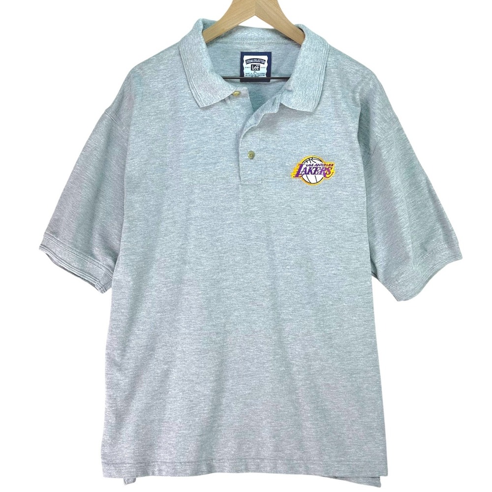 VTG Lee Casual Collection LA‎ Lakers Basketball Polo Shirt Gray Mens XL Athletic
